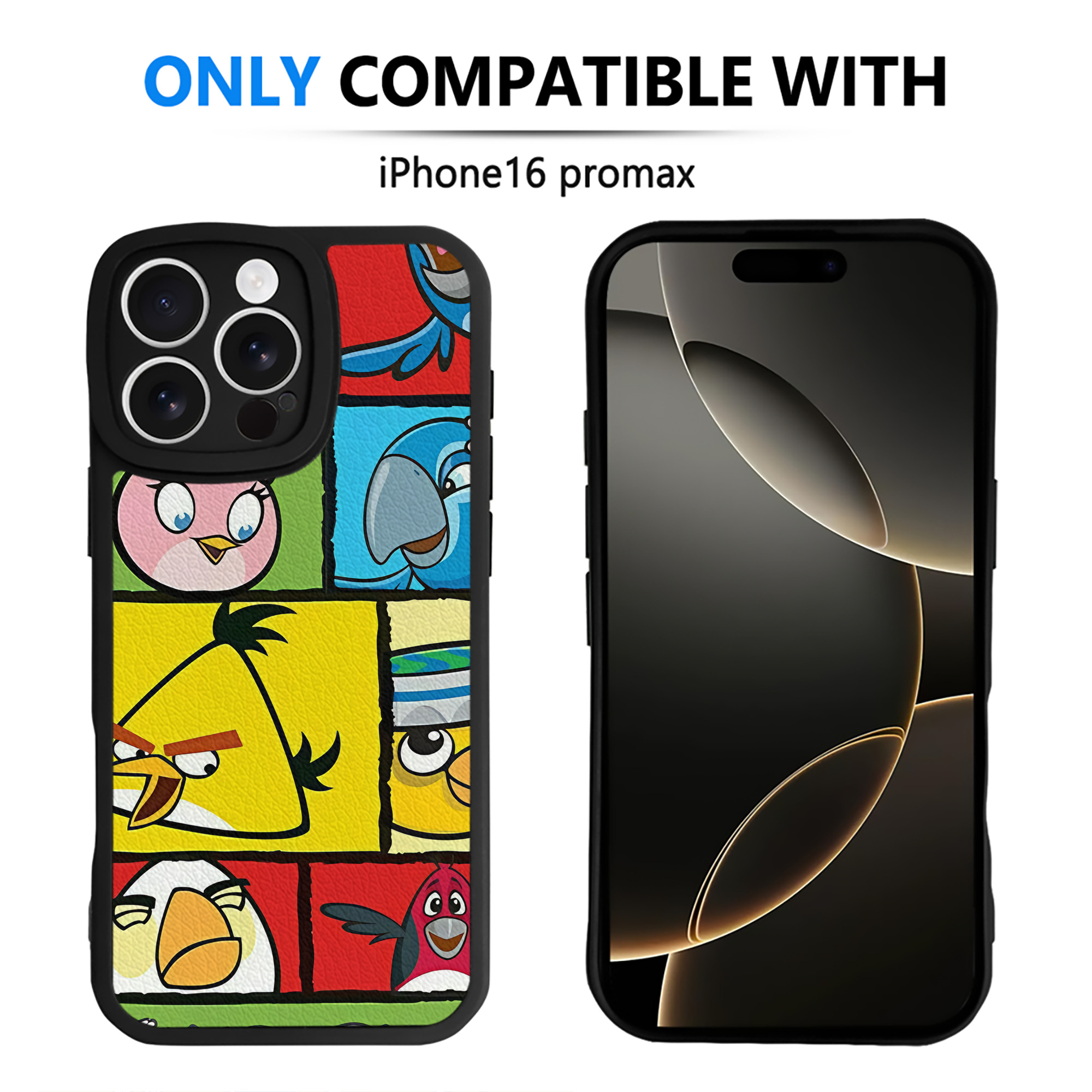 （画像用） Angry Birds アングリーバード 【iPhone 16シリーズ対応】シリコンスマホケース（レザー調） 材質：シリコン